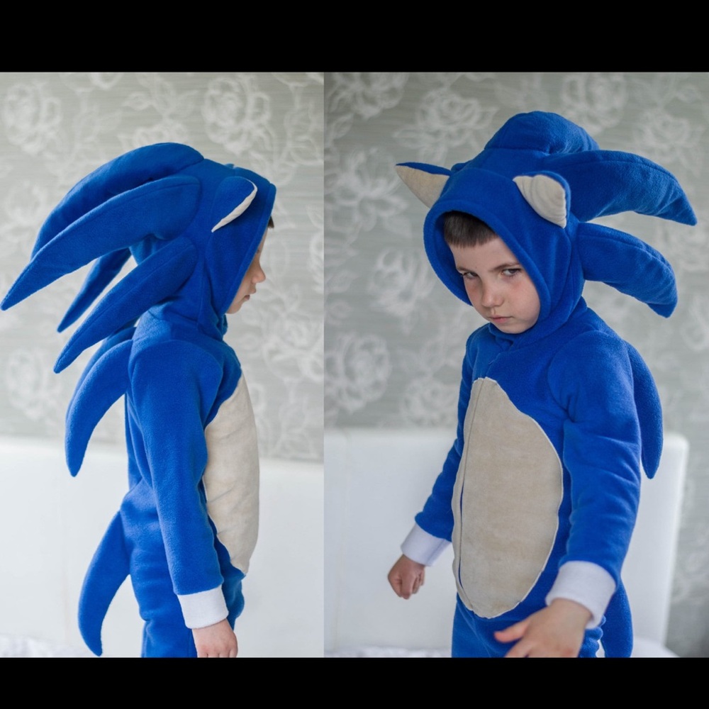 Sonic the Hedgehog blue Halloween Cosplay Costume size 6